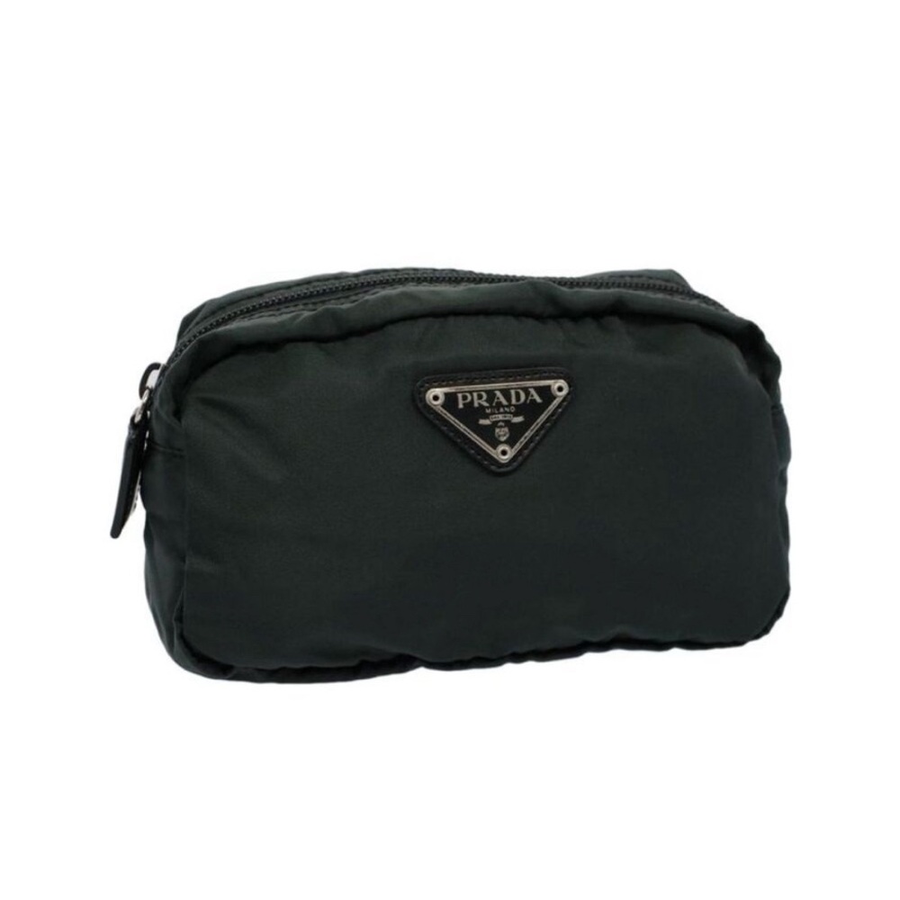 Pre Loved PRADA  Pouch Nylon Green Auth